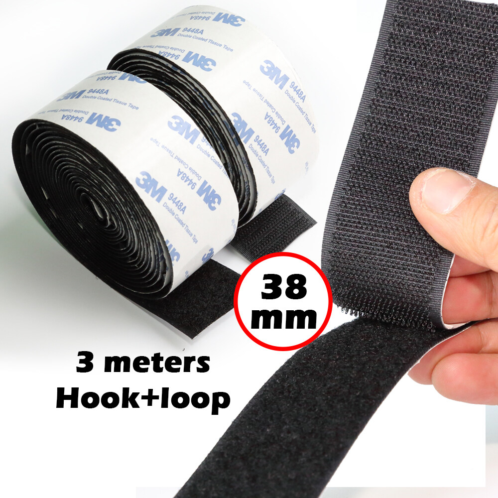 38mm Width Heavy Duty Velcro Tape 3M 9448A Glue Strong Self Adhesive Velcro Hook and Loop Tape Fastener Sticky Home DIY 3Meters/Roll