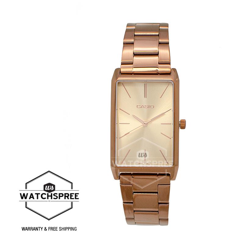 [Watchspree] Casio Ladies' Analog Rose Gold Ion Plated Stainless Steel Band Watch LTPE156R-9A LTP-E156R-9A
