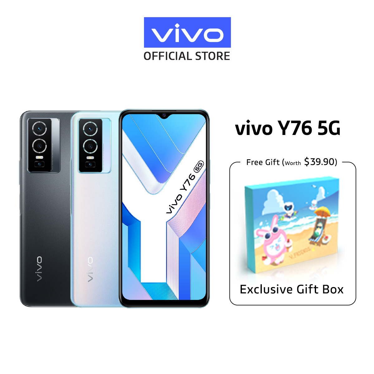 vivo Y76 5G [8GB+4gb/128GB] | 44W Flash Charge | 50MP AI Triple Camera | Ultra Game Mode2.0 | 7.79mm Ultra Slim Design 【2 YEARS WARRANTY】